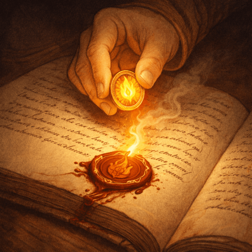 The Oath ritual — burning tokens over the Ledger